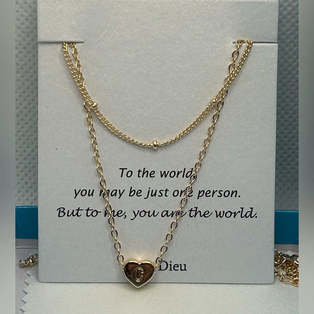 Yanoda 2 Tier Initial  “C” Pendant Necklace